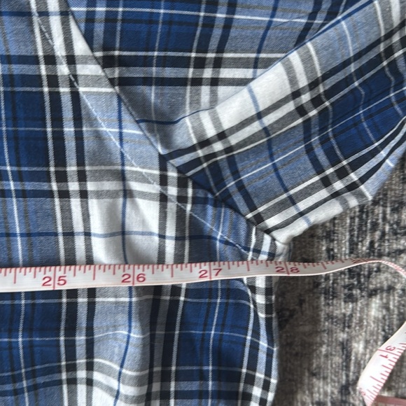Western MWG Apparel 2XLT blue plaid pearl snap long sleeve - Picture 5 of 9